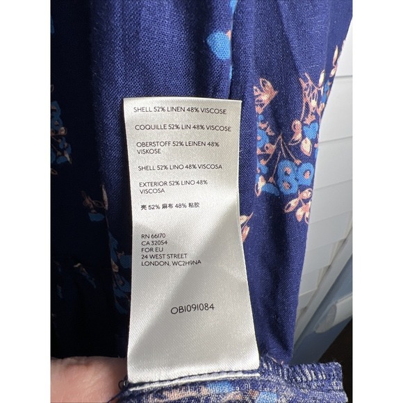 Free People Petit Fours Boho Linen Blend Tiered Mini Dress Size Small Indigo - Picture 9 of 15